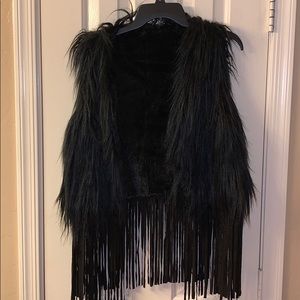 Black Fur Fringe Vest